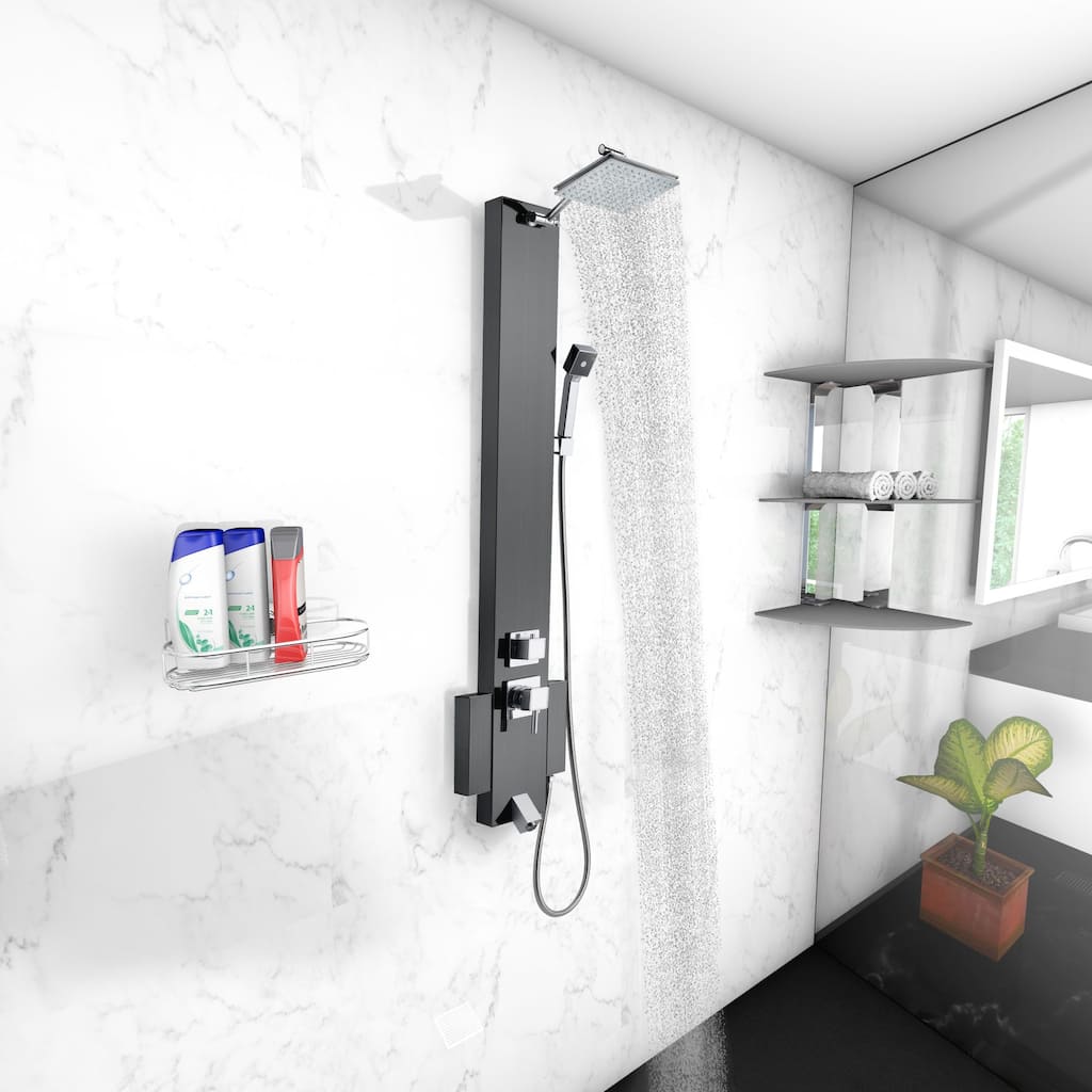 Blue Ocean 48-inch SPS824 Stainless Steel Shower Panel Tower with Rainfall Shower Head - 48"H x 9.5"W x 3.5”D (122 x 24 x 9cm)