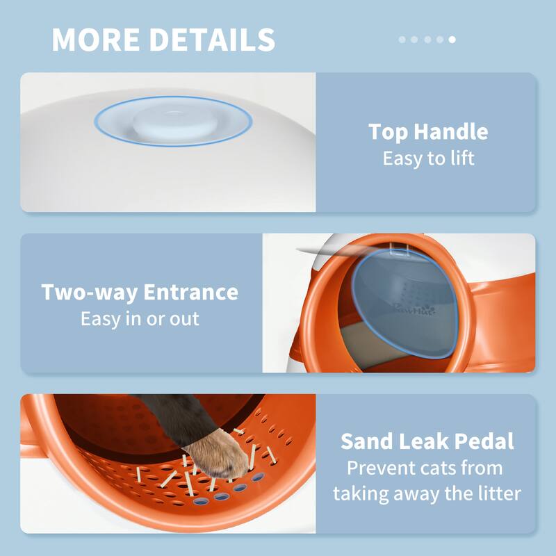 Cat Litter Box with Lid, Covered Litter Box w/ High Sides, Air Freshener, Large Two-Way Entrance Kitty Litter Box, Foldable