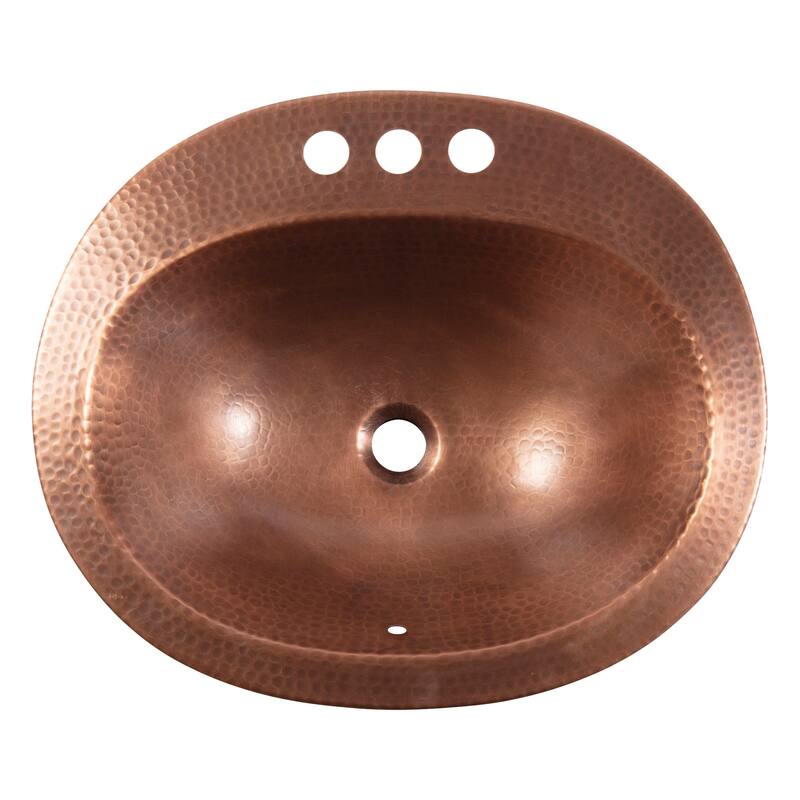 Seville Antique Copper 20" Oval Drop-In Bath Sink with Care Kit