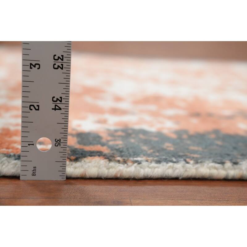 Hand Knotted Oriental Viscose Silk Carpet Modern Abstract Oranges & Rust Abstract Area Rug - 4' 0'' X 2' 0''