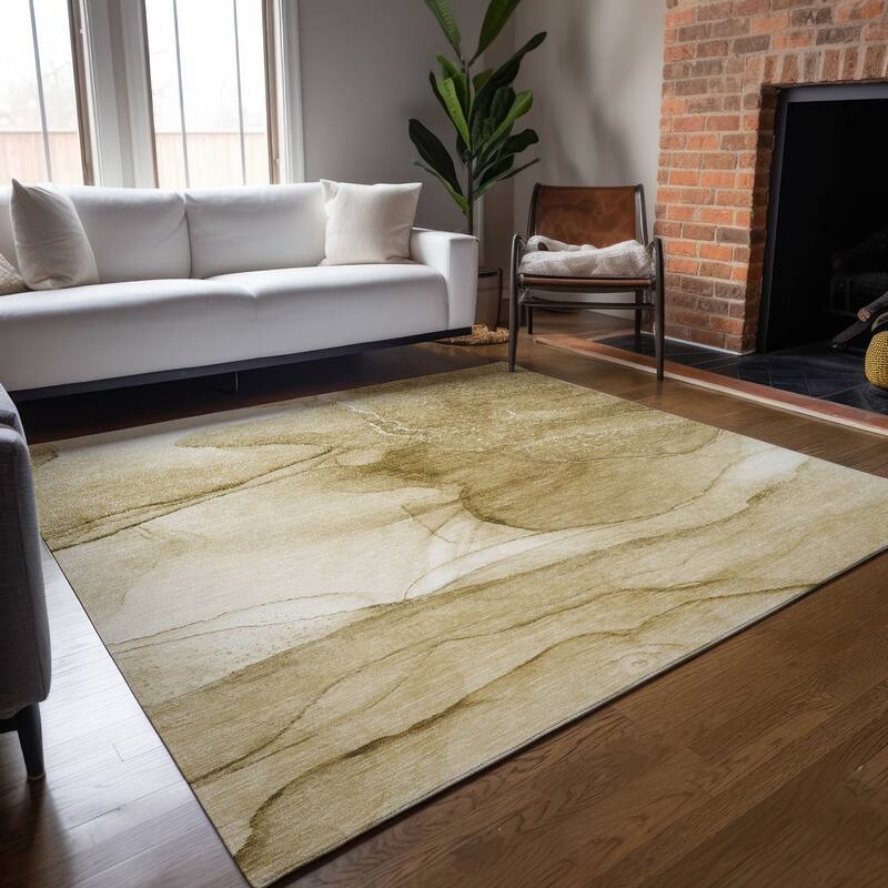 Machine Washable Indoor/ Outdoor Abstract Chantille Rug