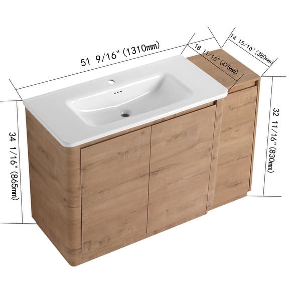 dimension image slide 4 of 10, BNK 36"/40"/48"/52"/60"/64"/84"/92" Bathroom Vanity With Sink, Freestanding Bathroom Vanity with Doors and Adjustable Shelf