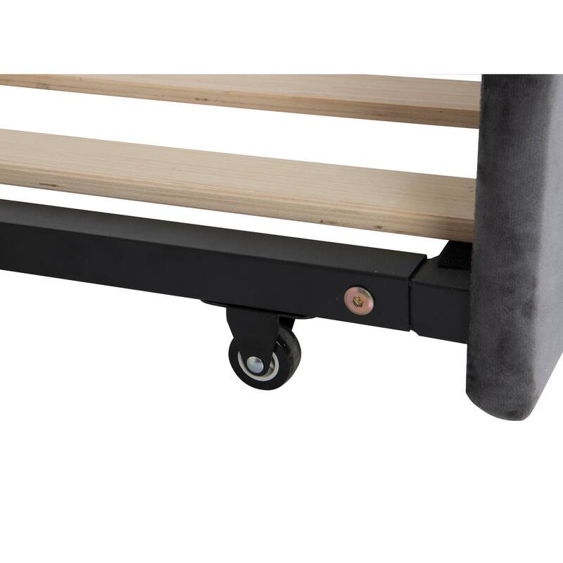 Upholstered Velvet Daybed Twin Size with Trundle & USB, Multi-Functional Wooden Sofa Bed Frame, Twin Bed, No Spring Box Needed