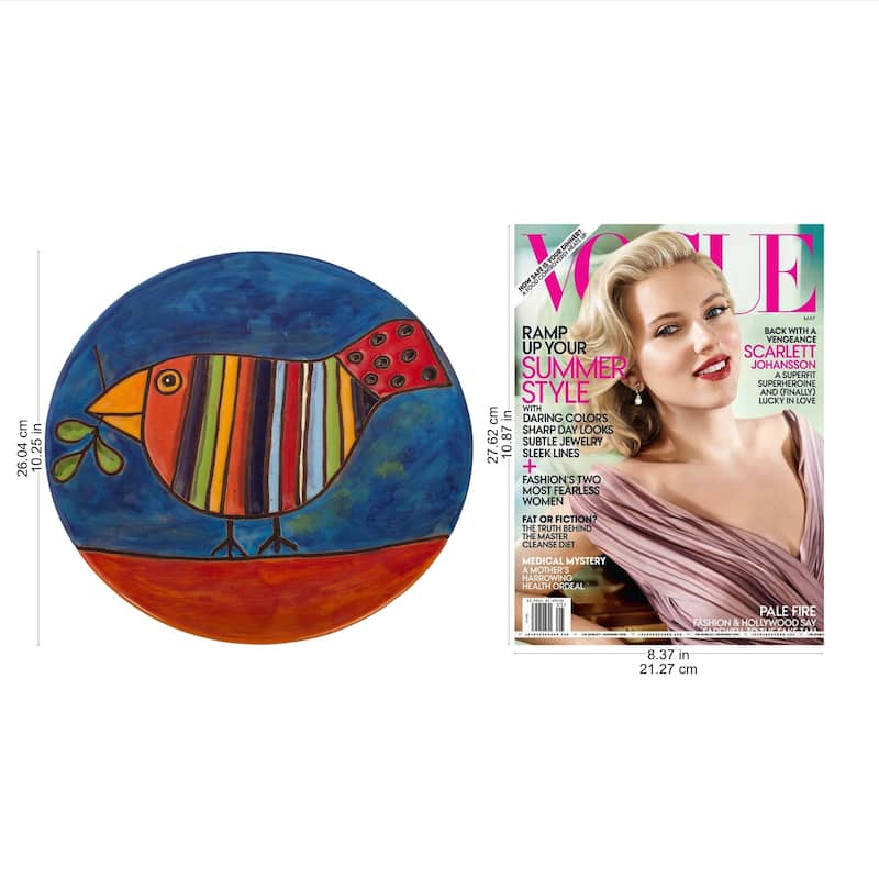 Ceramic wall art, 'Striped Bird'