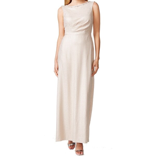 tahari asl cowl neck metallic gown