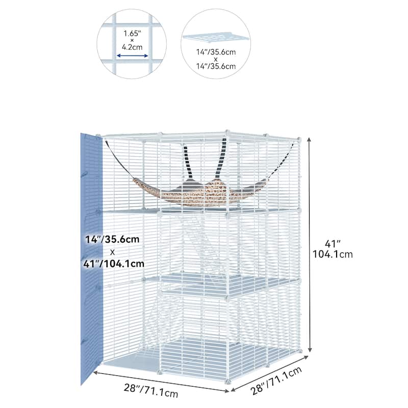 Moasis Reinforced Outdoor Portable Reinforced Cat Cage, Cat Palypen with Narrow Mesh - White