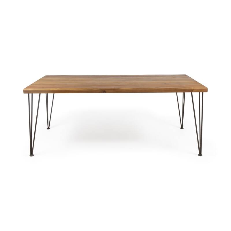 72" Indoor Outdoor Industrial Wood and Metal Rectangular Dining Table