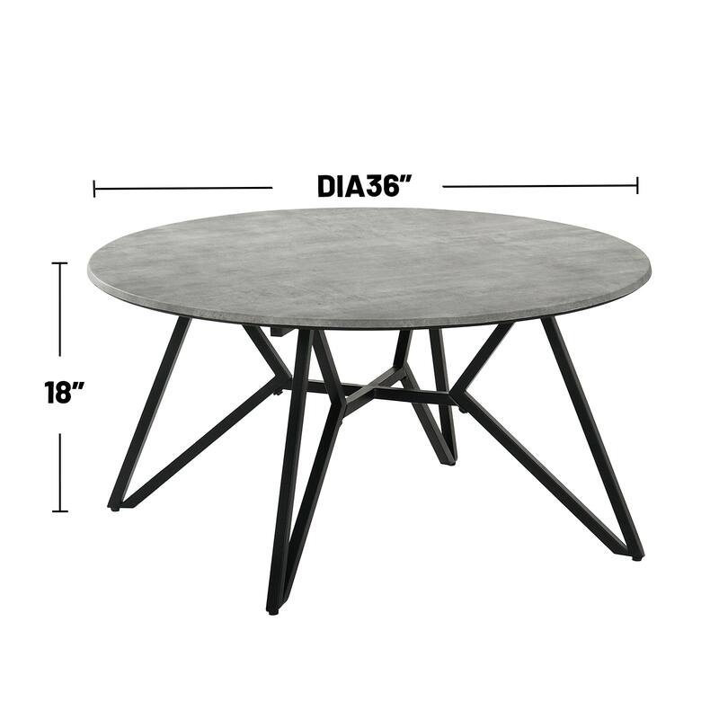 Table Set with Metal Base in Cement and Black