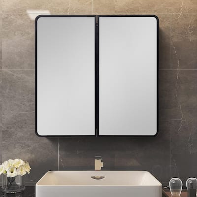 Large Storage Space,Metal Framed Wall Mount or Recessed Bathroom Medicine Cabinet with Mirror