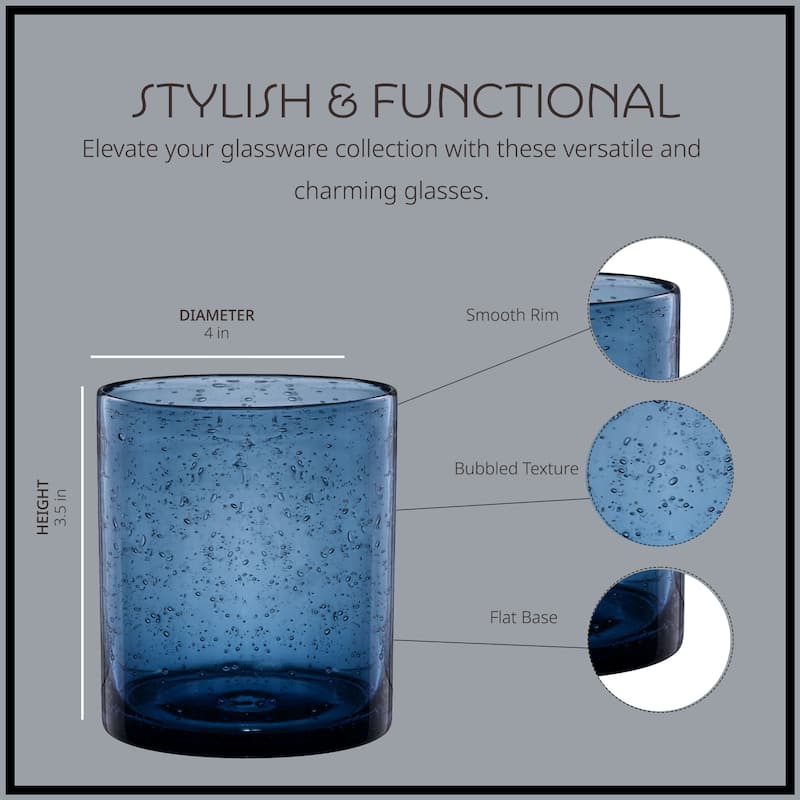 Artland Set of 4 Iris Double Old Fashioned Glass 14 oz - 14 oz