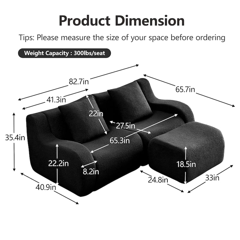 GDF Studio - Fairford L-Shaped 2-Seat Modular Sofa With Curved Armrests & Non-Slip Base