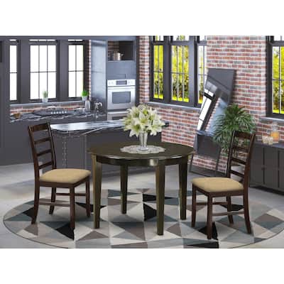 HomeStock 3-Piece Cappuccino Finish Solid Wood Top Dining Table Set