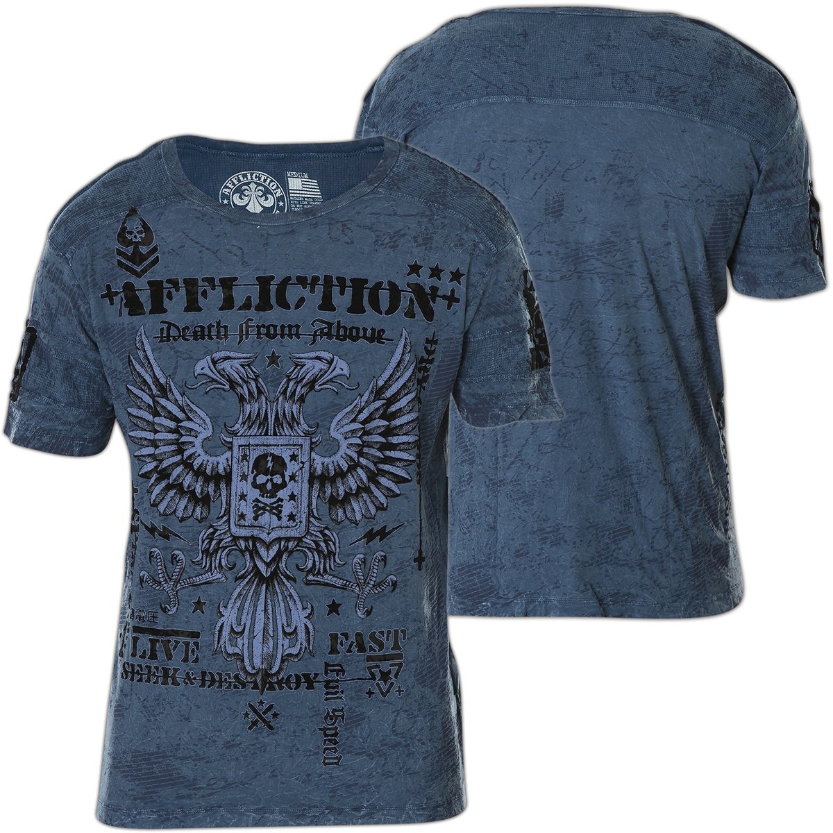 Shop Affliction Live Fast New Blue Mens Size Xl Crewneck Graphic