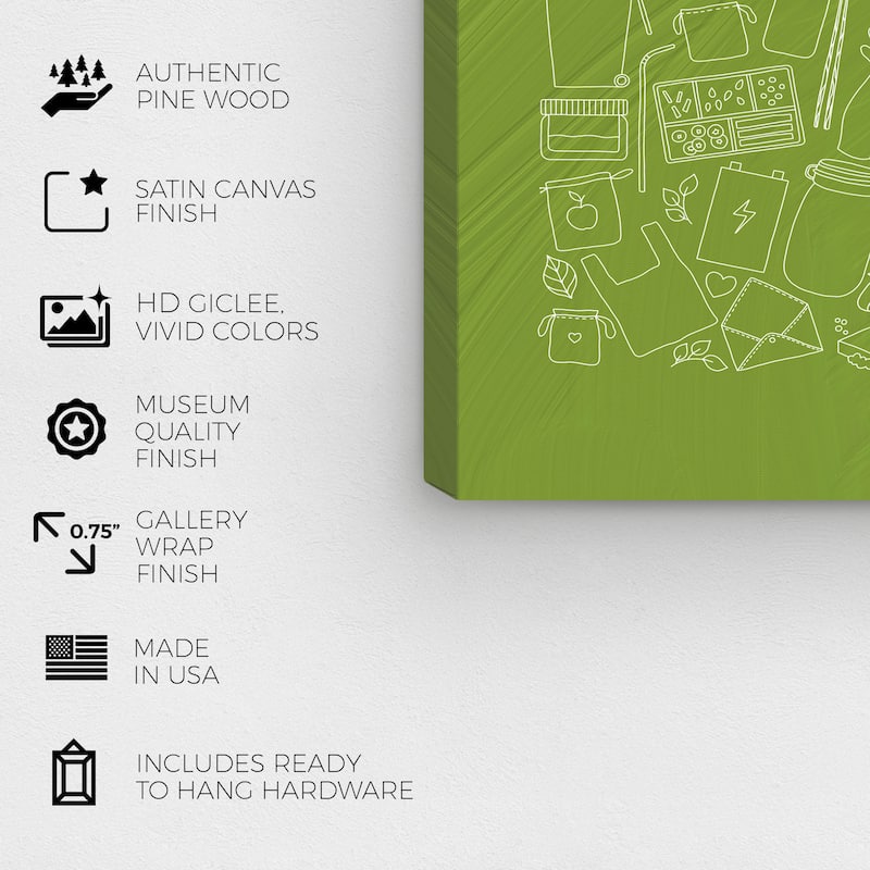 Wynwood Studio Canvas Education and Office Green Recycle Green Modern & Contemporary Wall Art Canvas Print