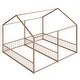preview thumbnail 23 of 22, Metal Twin House Beds, 2 in 1 Design with Guardrails, Black