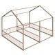 preview thumbnail 23 of 35, Metal Twin Size House Platform Bed with Two Shared Beds, Guardrails, Roof and Windows, Sturdy Frame, Black Finish