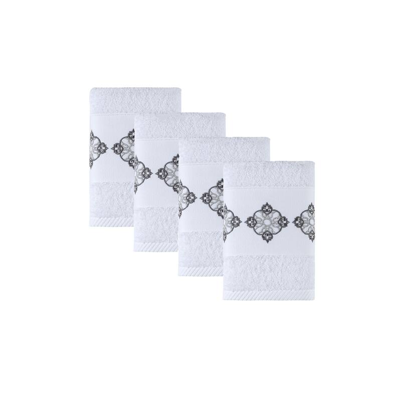 Ozan Premium Home Amphora Collection 100% Turkish Cotton 4-Pc. Hand Towels - White