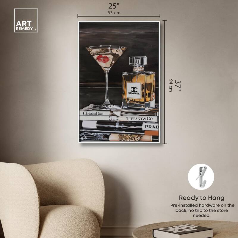 Martini Books Canvas by Art Remedy