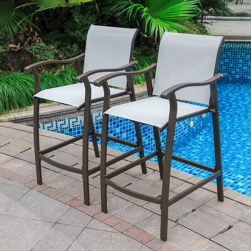 Outdoor Counter Height Bar Stools Classic Patio Bar Chairs (Set of 4) 21.85"W x 25"D x 39.76"H