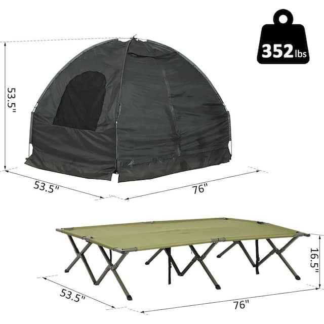 Outsunny 2person Portable Elevated Camping Cot Tent Combo Set