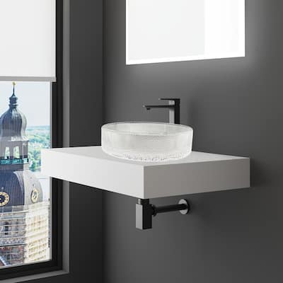 Decorative 20" Oval Crystal Vessel Sinks With White Base