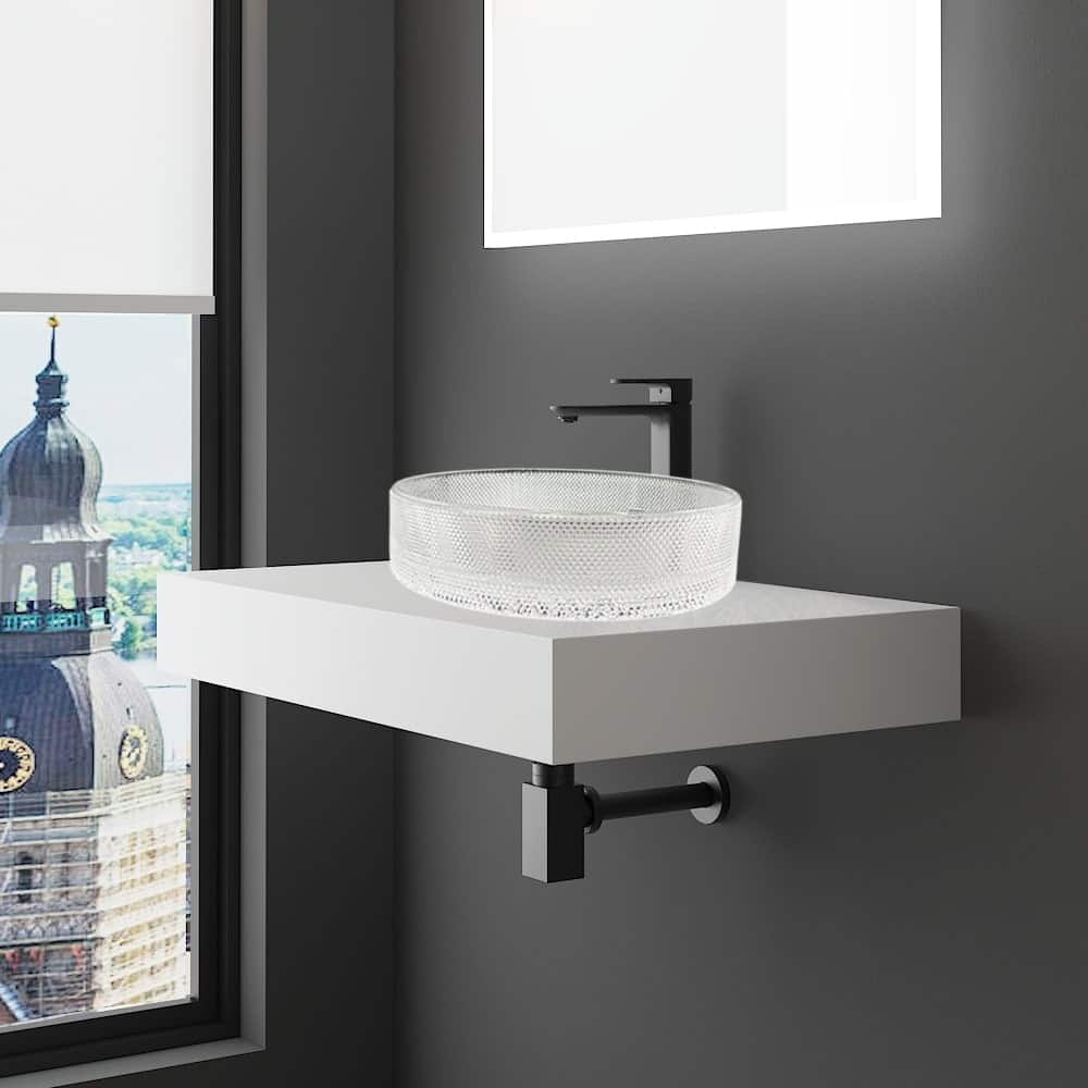 Decorative 20" Oval Crystal Vessel Sinks With White Base