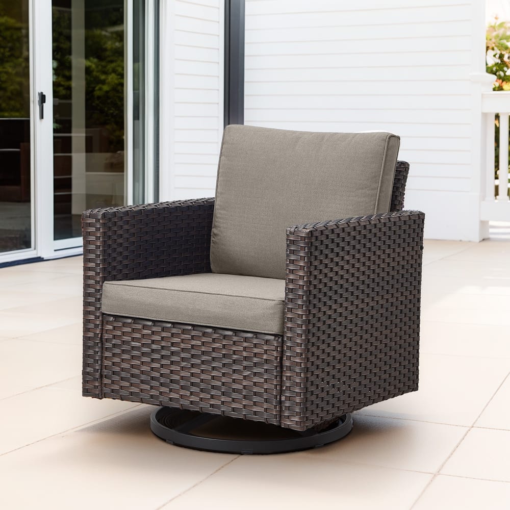 Gymojoy Wicker Swivel Glider Chair with 4 inch Olefin Cushions