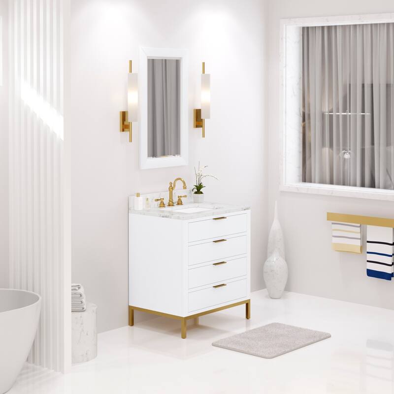 Bristol Carrara White Marble Countertop Vanity with Mirror