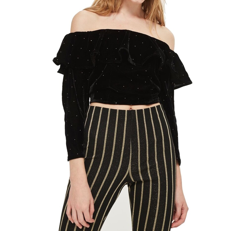 topshop stud velvet frill dress