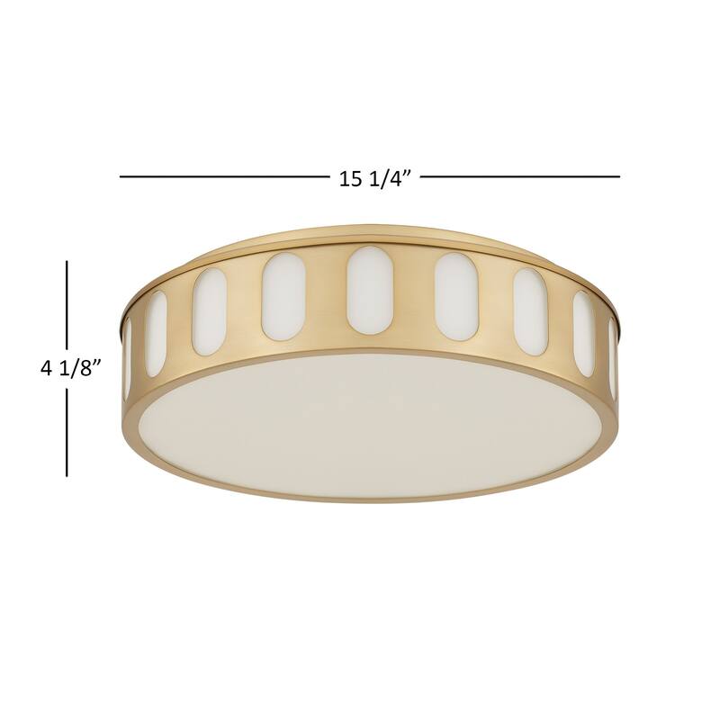 Bantom 15" Antique Brass LED Flush Mount Ceiling Light