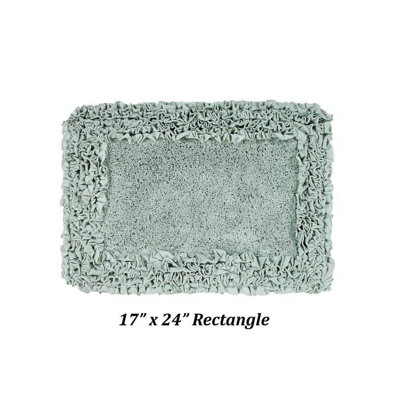 Better Trends Shaggy Border Collection Bathroom Rug -100% Cotton Tufted, Non-Skid Spray Latex Backing, Machine Washable Bath Mat - 17" x 24" Rectangle - Sage