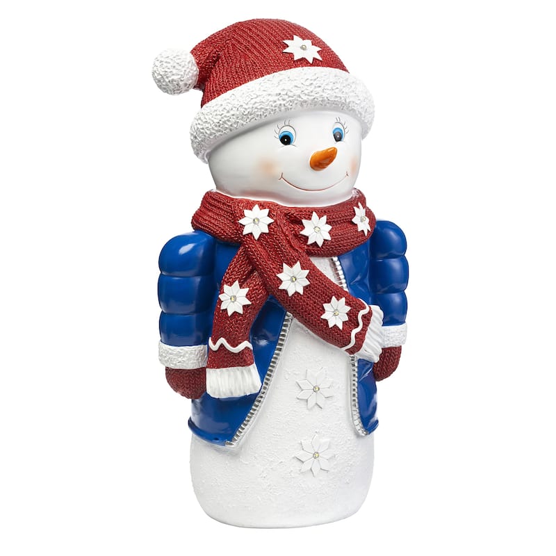 17.5 in. Snowman Shorty LED Resin Garden Statue - Multicolor