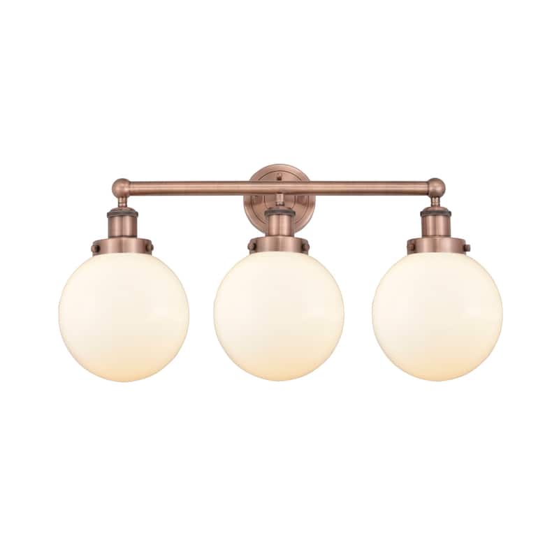 Innovations Lighting 616-3W-10-25 Beacon Vanity Beacon 3 Light 25" - Antique Copper / Matte White