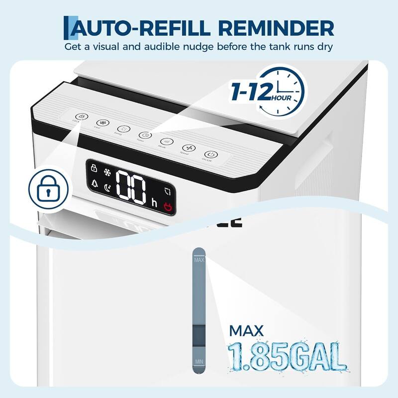 1.84 Gal Evaporative Air Cooler,3 Speeds & 3 Mode, with Ice Packs