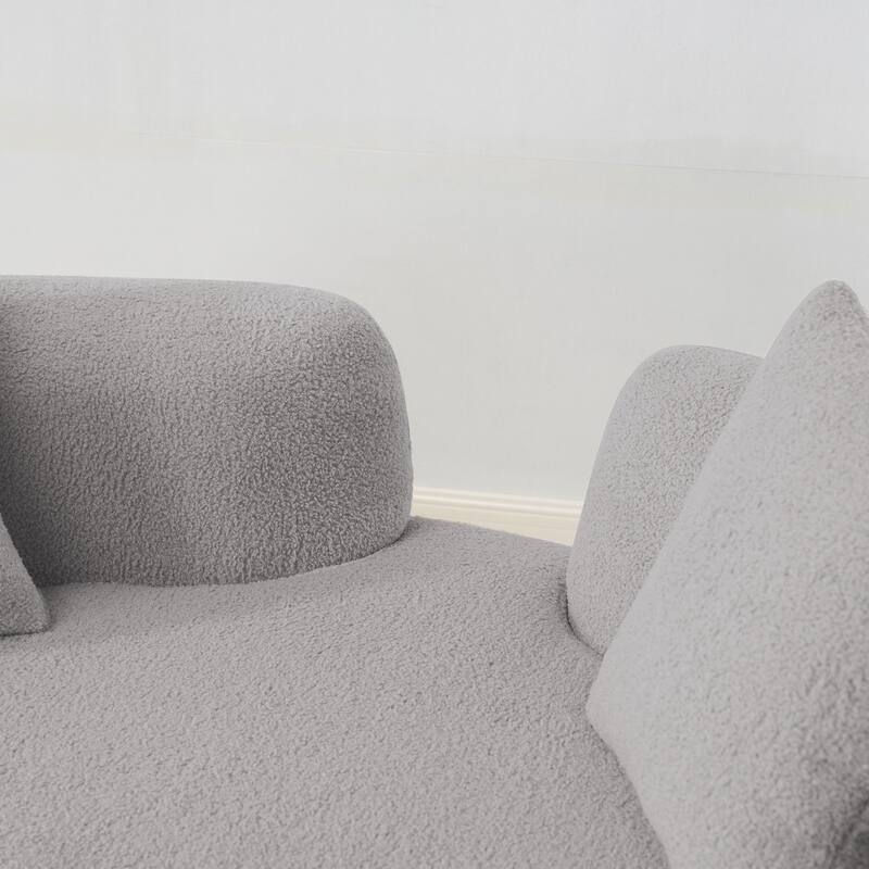 66.93 Inch Curved Grey Loveseat with Foam+Spring, No Assembly, 350 lbs Capacity