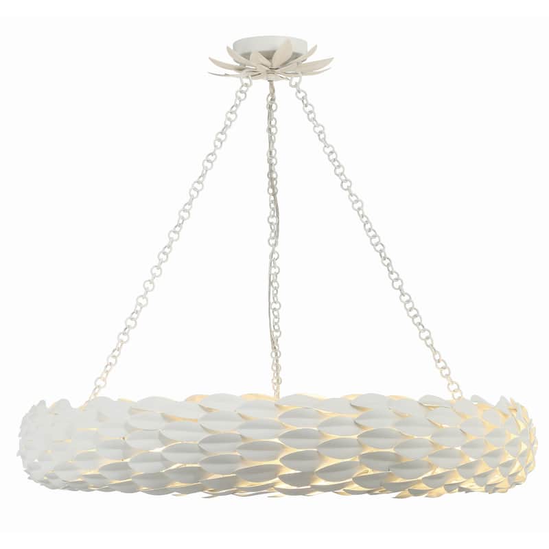Broche 8 Light Matte White Pendant - 33.5"W x 5.75"H x 33.5"D