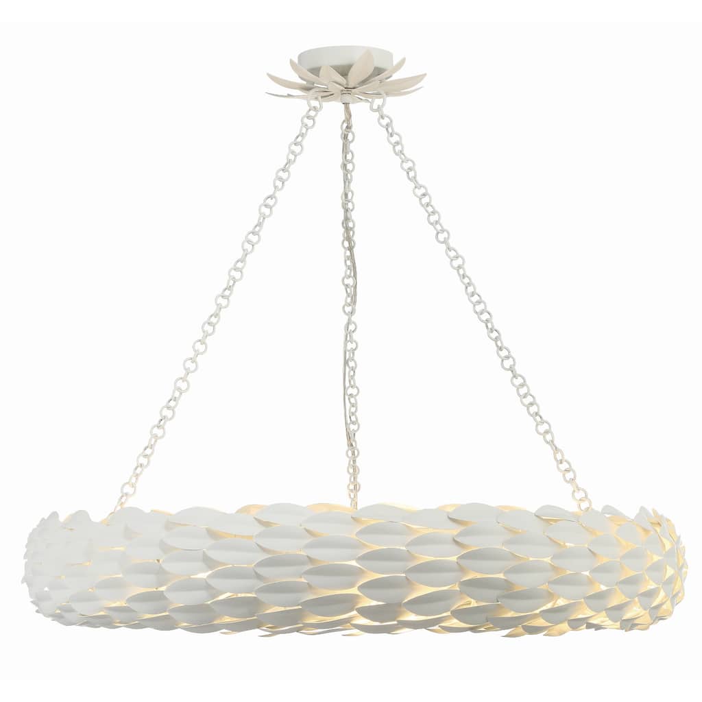 Broche 8 Light Matte White Pendant - 33.5"W x 5.75"H x 33.5"D
