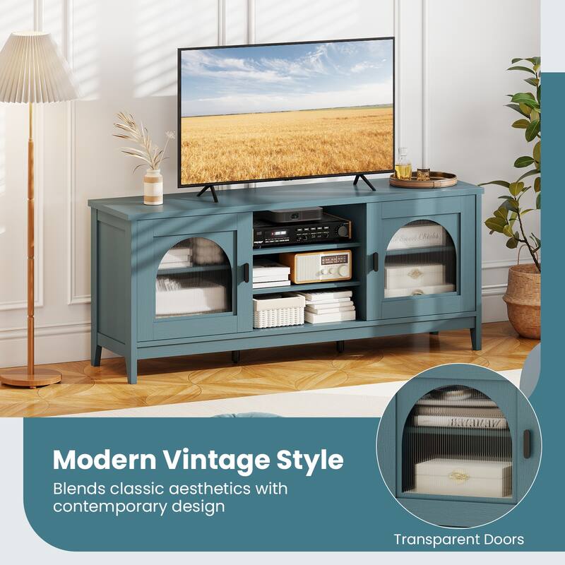 Gymax Farmhouse TV Stand for TVs up to 65'' Modern Vintage TV Cabinet