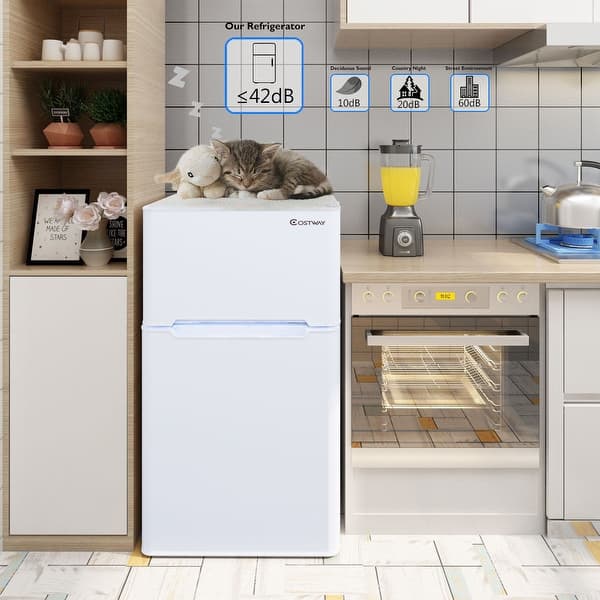 Shop Costway Stainless Steel Refrigerator Small Freezer Cooler Fridge On Sale Overstock 15919067