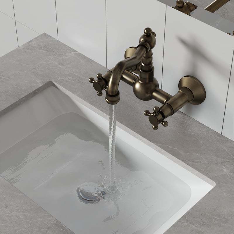 GRANDJOY Vintage Style 2-Handle Wall Mounted Bathroom Faucet
