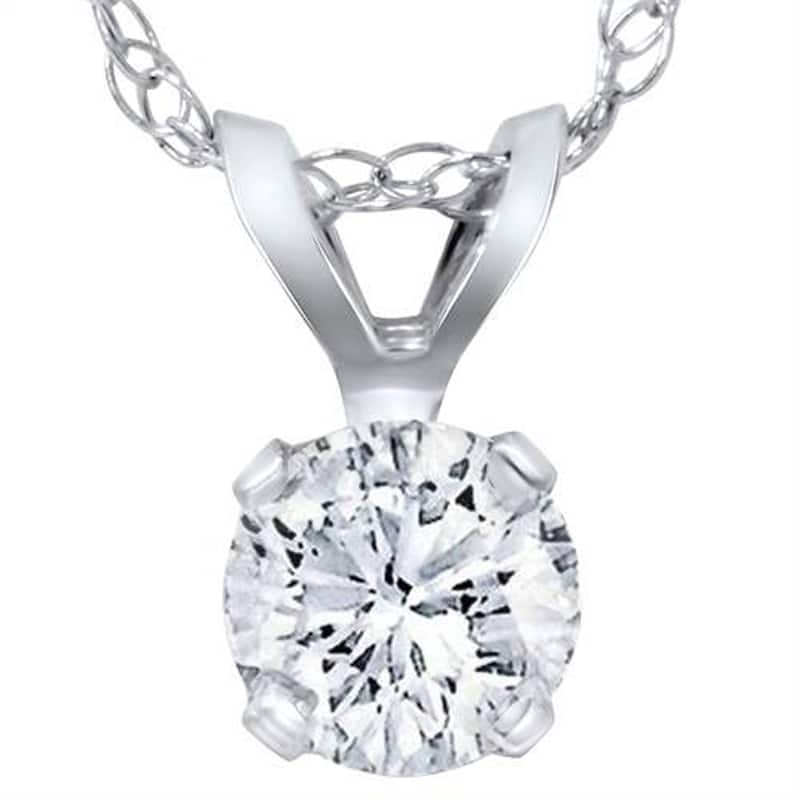 Bliss Diamond White Gold 3/8ct Round Diamond Solitaire Pendant - White - 18 Inch