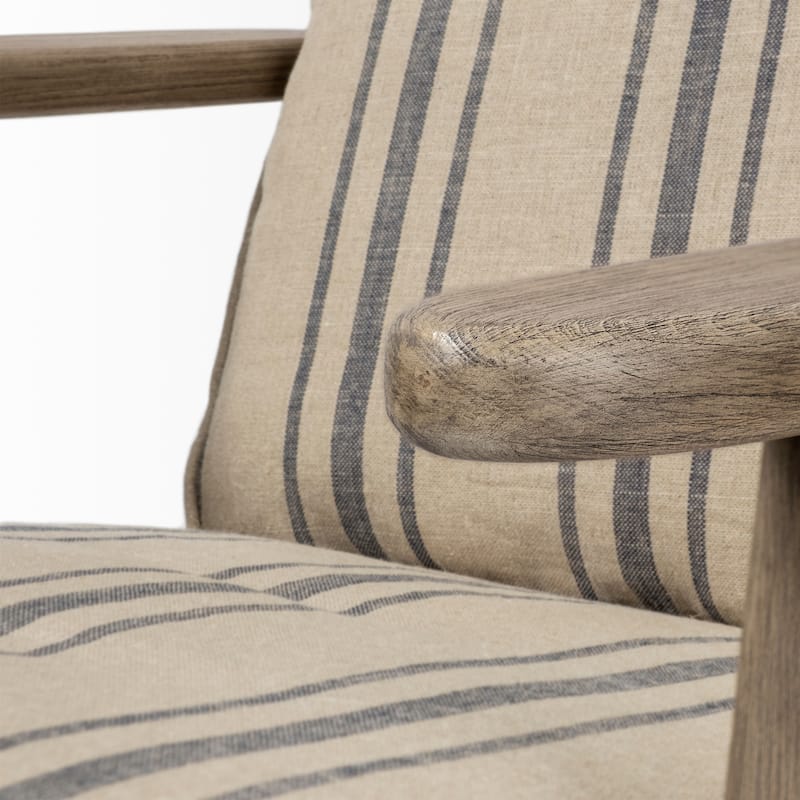 Olympus III Striped Brown w/Wooden Frame Accent Chair