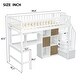 preview thumbnail 9 of 20, Wood Twin Size Loft Bed with Built-in Desk, LED, Storage Shelves, Cabinets and Staircase