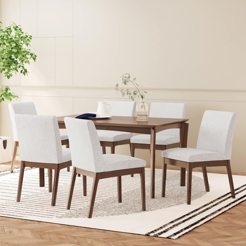 Atherton Wood 7 Piece Dining Set by Christopher Knight Home - Walnut + Light Beige