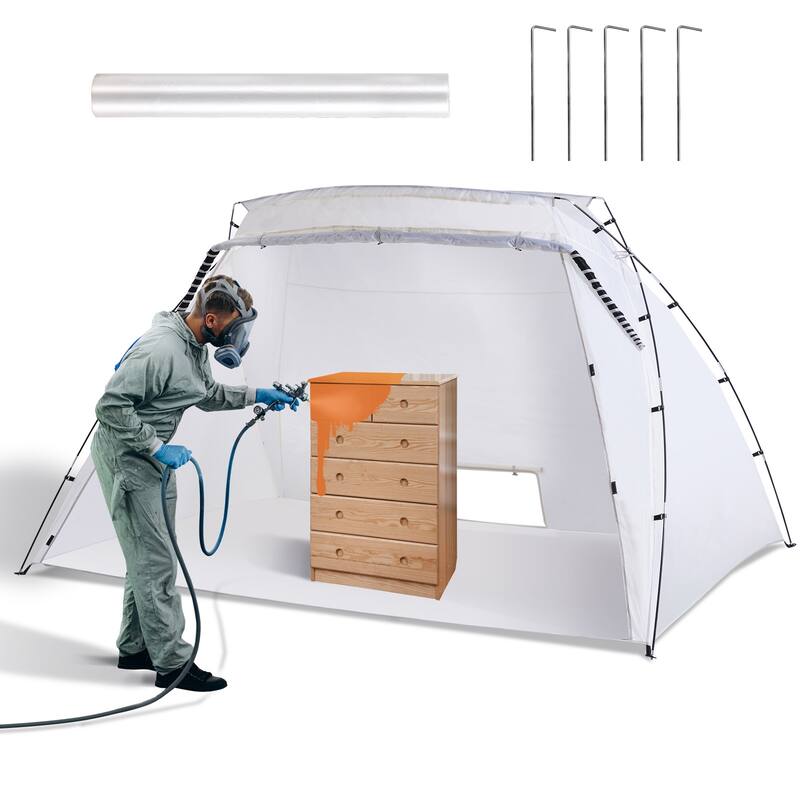 Portable Paint Booth, Larger Spray Paint Tent with Built-in Floor, Painting Tent Station, 10x7x6ft Spray Paint Shelter
