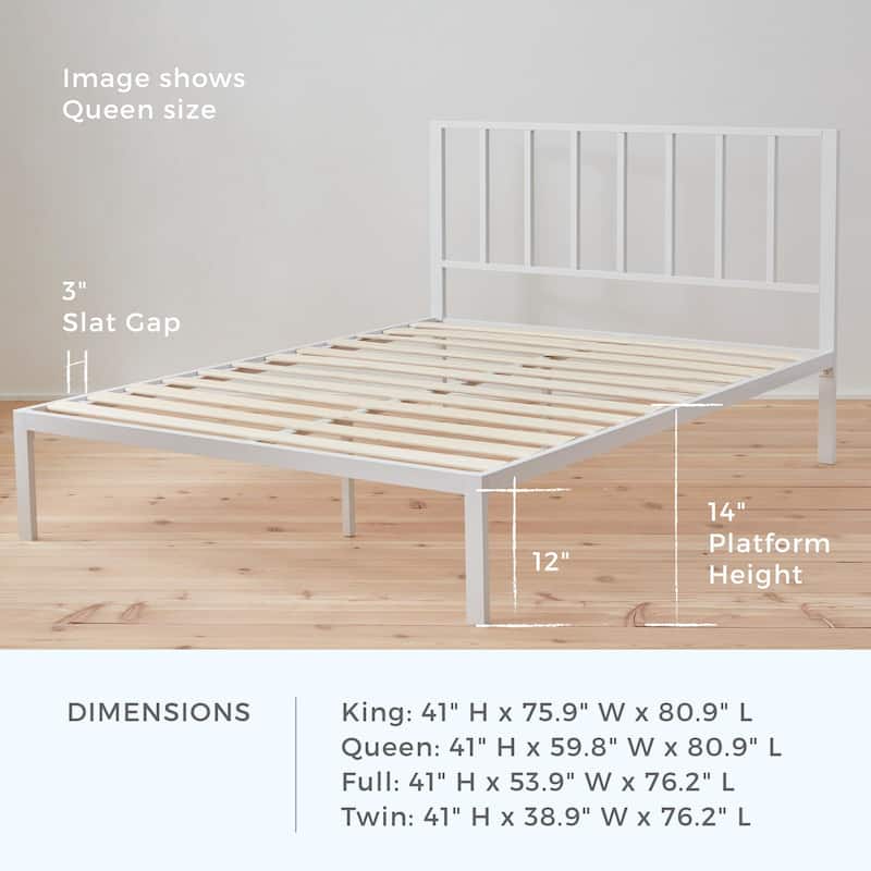 Brookside Lori Metal Platform Bed with Vertical Bar Headboard