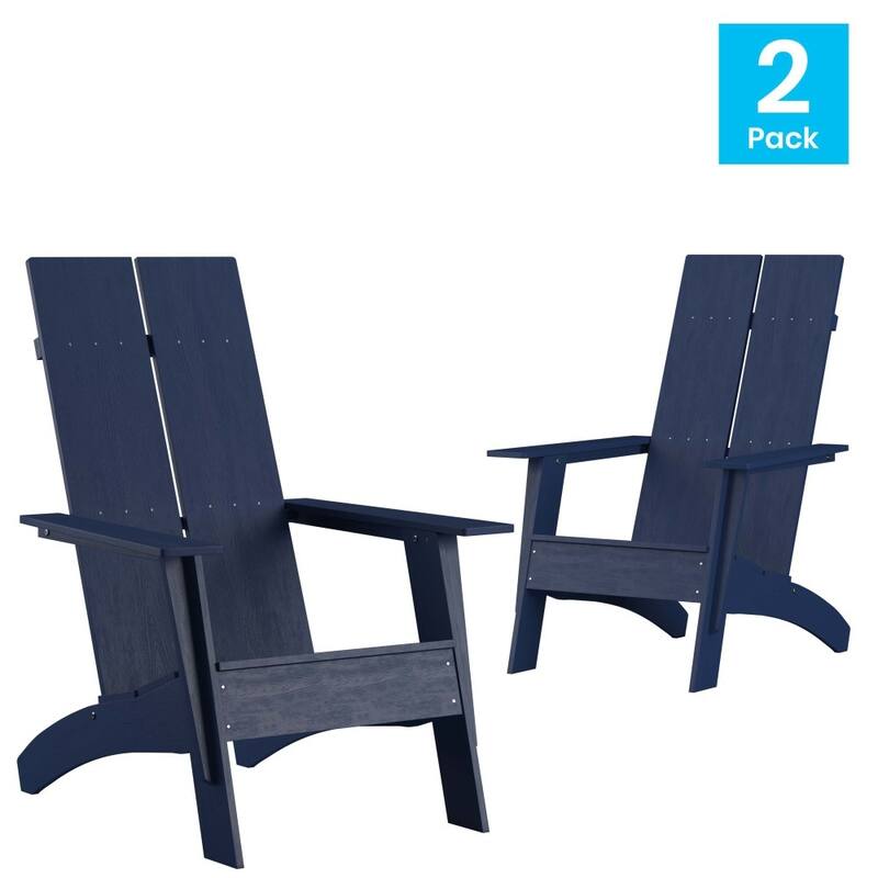 Modern Dual Slat Back Adirondack Style Chairs, Set of 2