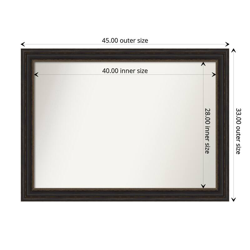 Accent Bronze Framed Non-Beveled Custom Wall Mirror, Bathroom Vanity Mirror - Outer Size: 45 x 33
