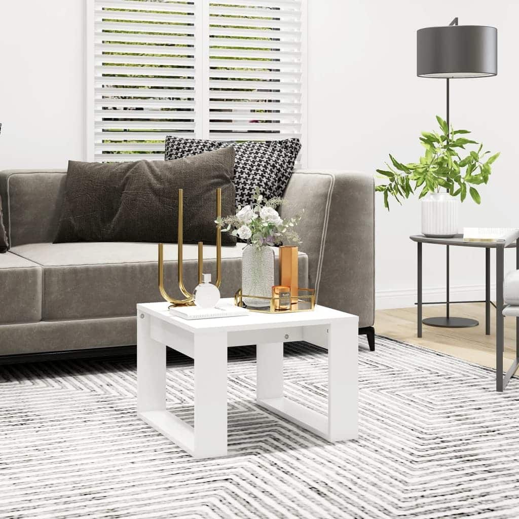 vidaXL Side Table White Engineered Wood 19.7x19.7x13.8 in Simple - 19.7 x 19.7 x 13.8 in