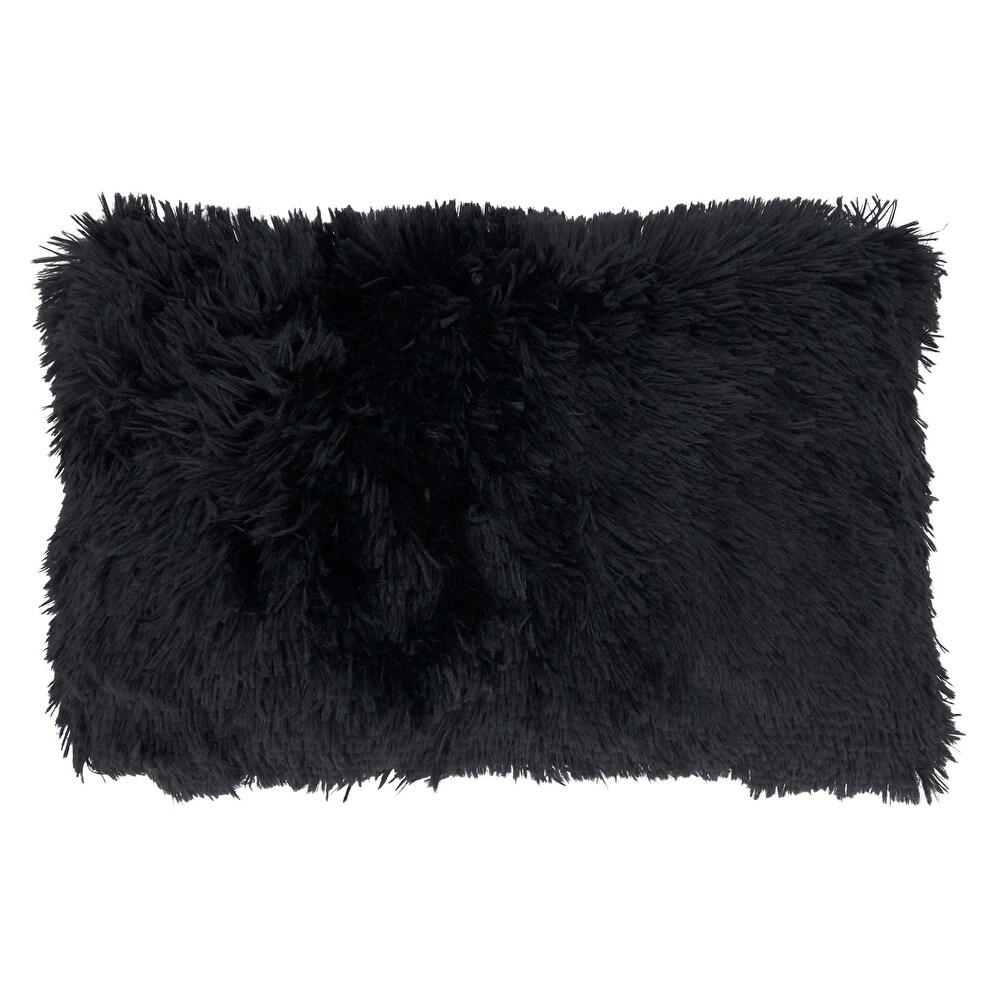 Furry black pillows clearance